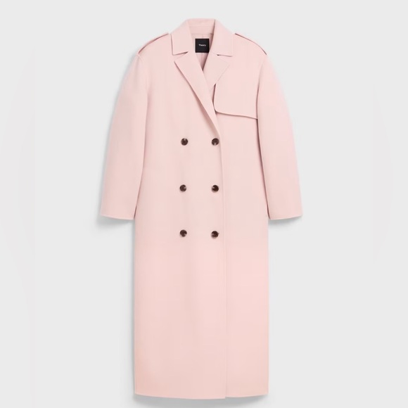 Theory Double Breasted Overcoat in Double Face Wool Cashmere - Picture 3 of 6